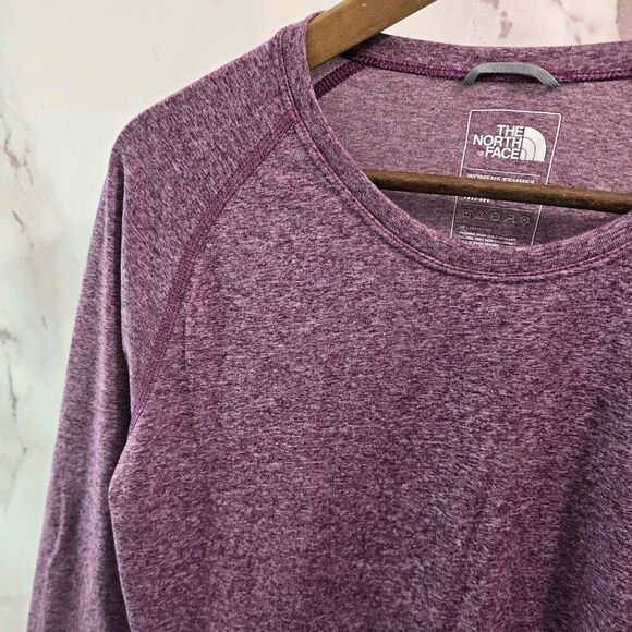 The North Face Shirt Womens Medium Purple Long Sleeve Crew Heathered Tech Hiking - Picture 2 of 9